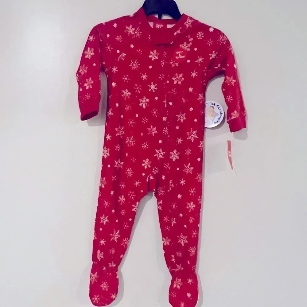 New Family Pajamas Matching Baby Merry Snowflake Footie One-Piece size 24months